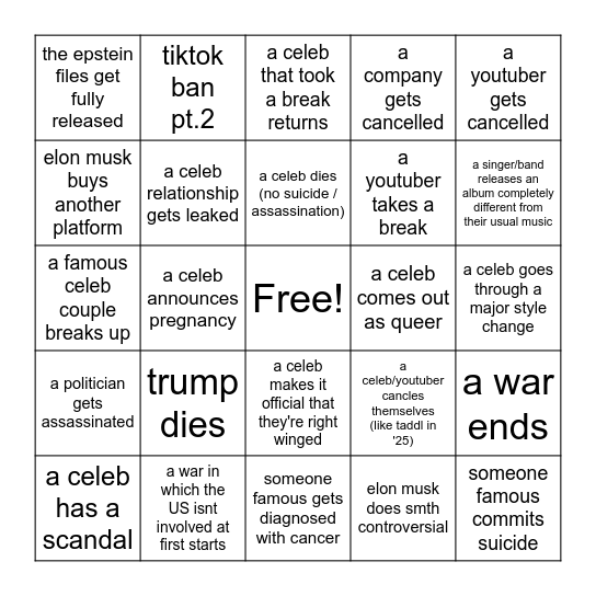 2026 BINGO Card