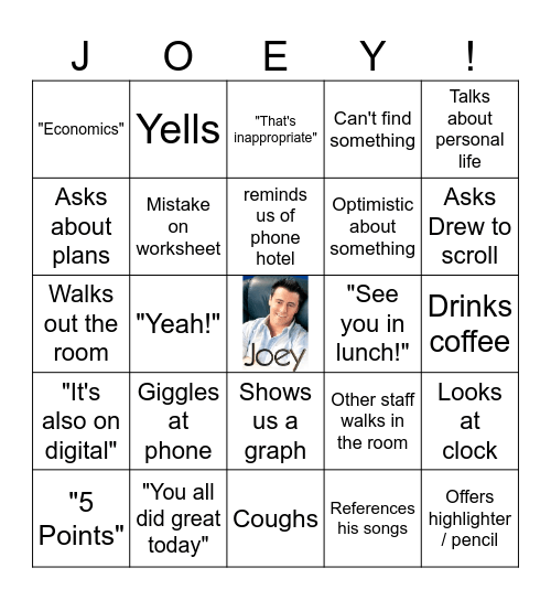 Joey Bingo Card