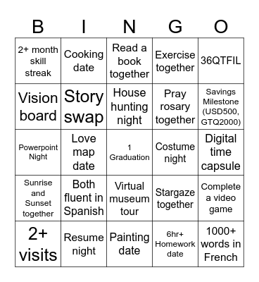Couples Bingo Card