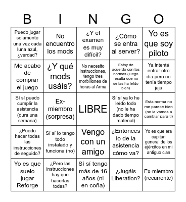 El Bingo del Recluta Bingo Card