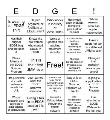 EDGE Networking Session 2026 Bingo Card