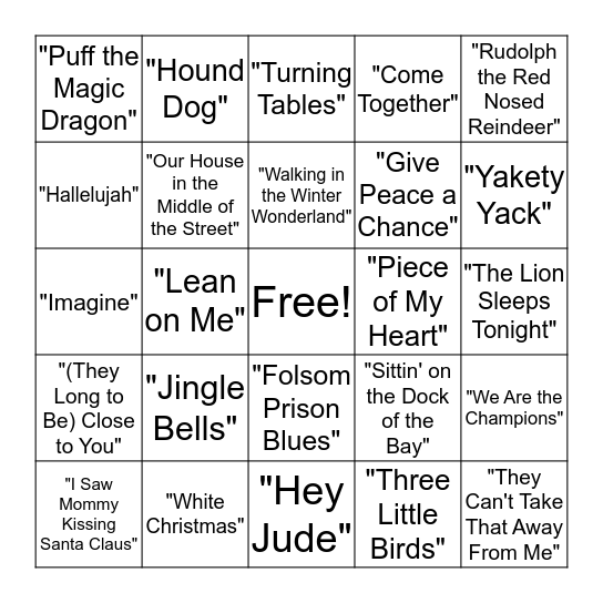 Music Bingo - Happy Holidays! Bingo Card