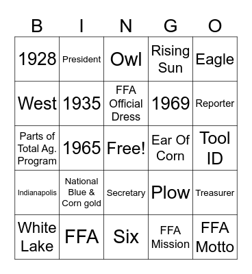 FFA History Bingo Card