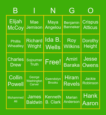 Black History Bingo Card