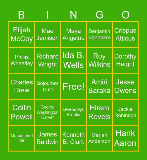 Black History Bingo Card