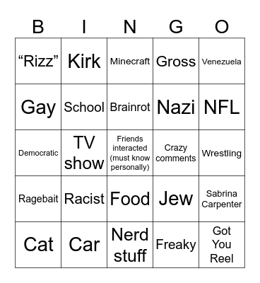 Reels Bingo Card
