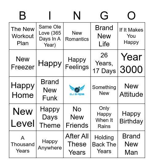 "Happy" "New" "Year" Bingo Card