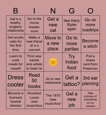 2026 Goals Bingo Card