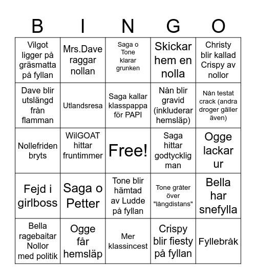 2026 Bingo Card