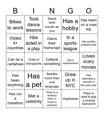 Let's Get to Know Each Other! YAY! Bingo Card