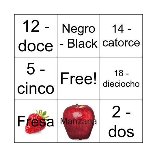 Spanish Bingo Card