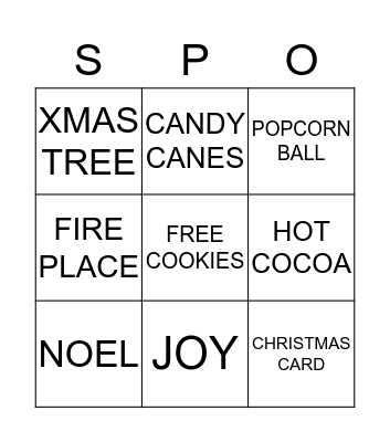 SPO CARS XMAS PARTY Bingo Card