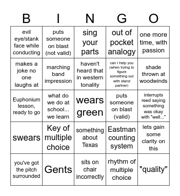 Dr. Campbell Bingo Card