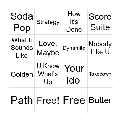 KPop Demon Hunters Bingo Card