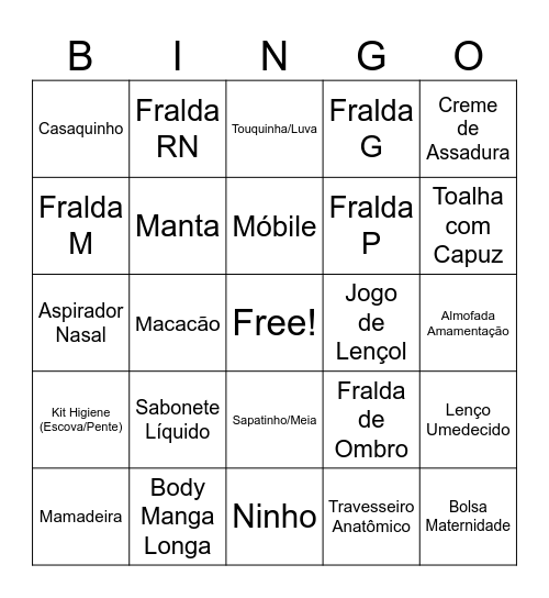 Baby Chá Ana Bella Bingo Card