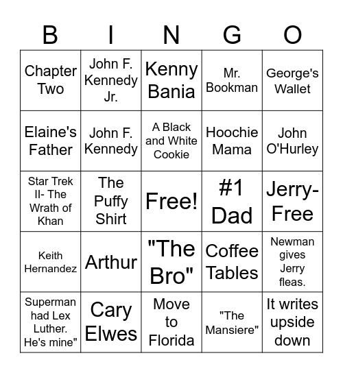 Seinfeld BINGO Card