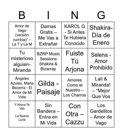 Despedida de soltera Bingo Card