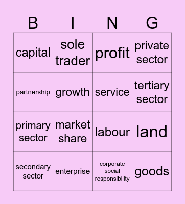 G9 Business Bingo! Bingo Card