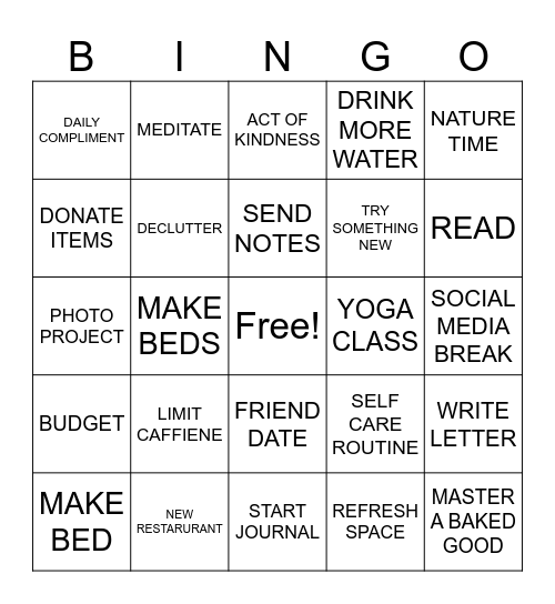RESOLUTIONS Bingo Card