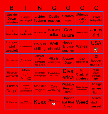 Stranger Things S5 Bingo Card