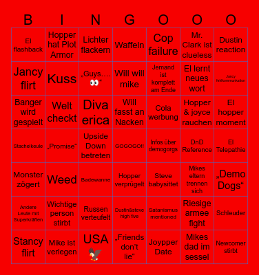 Stranger Things S5 Bingo Card