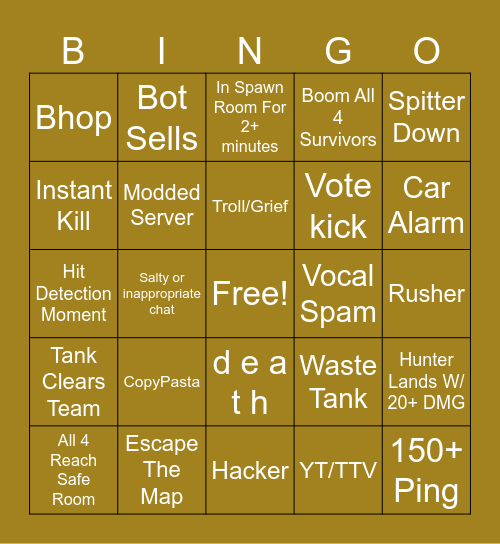 L4D2 Bingo Card