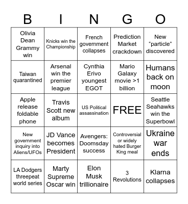 2026 bingo card Bingo Card