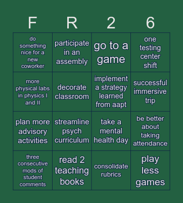 2026 fr bingo Card