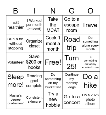 cristal’s Bingo Card