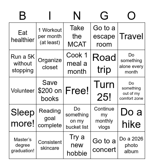 cristal’s Bingo Card