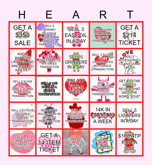 Valentines Day Bingo Card