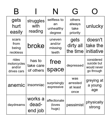are you like Adler? Bingo Card