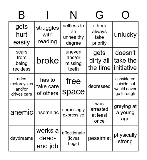 are you like Adler? Bingo Card