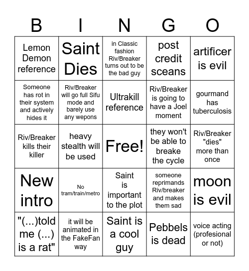 Breaker bingo Card