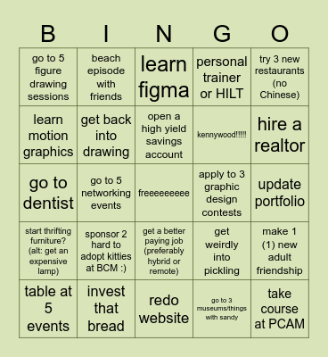 Amy's 2026 Goals Bingo Card