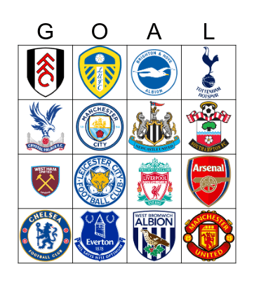 Premier League Bingo Card