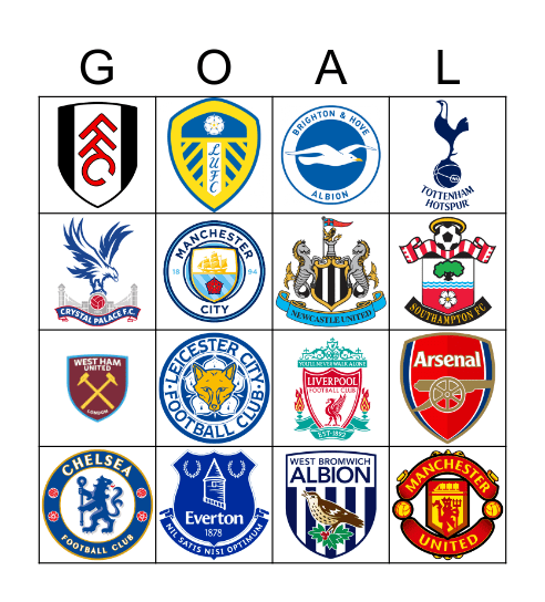 Premier League Bingo Card