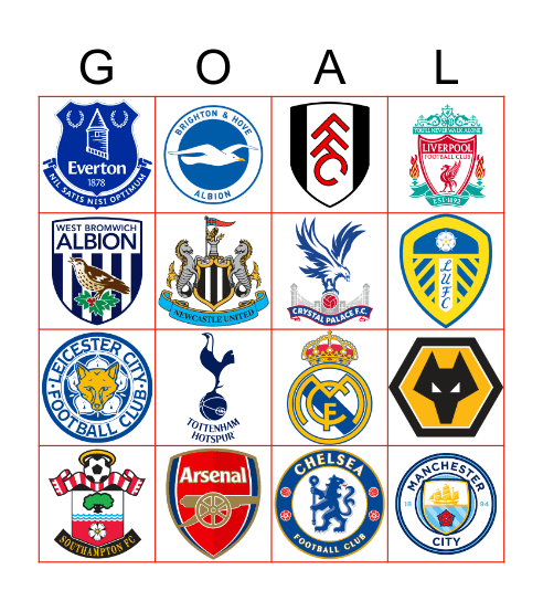 Premier League Bingo Card