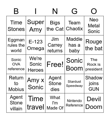 Sonic 4 (CD) Bingo Card