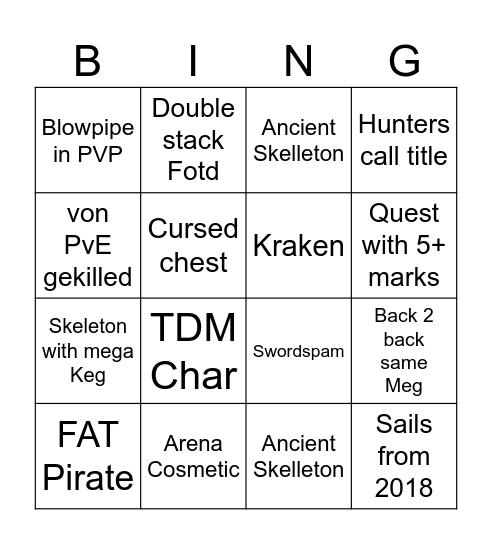 SOT Bingo Card