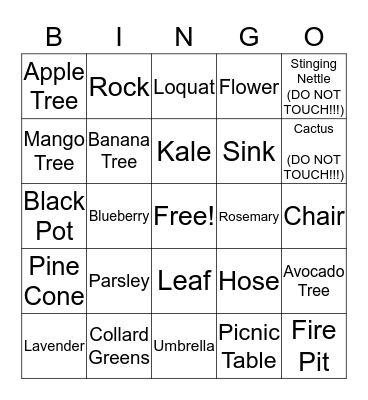Backyard BINGO Scavenger Hunt - Farm Day 2016 - Bingo Card
