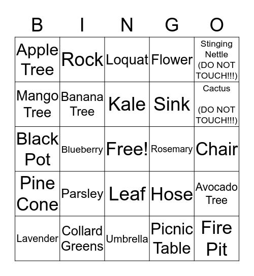 Backyard BINGO Scavenger Hunt - Farm Day 2016 - Bingo Card