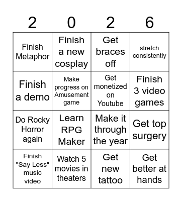 2026 Bingo Card Bingo Card