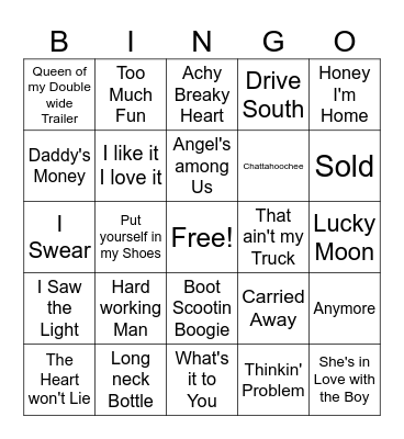 90's Country Game 3 Bingo Card