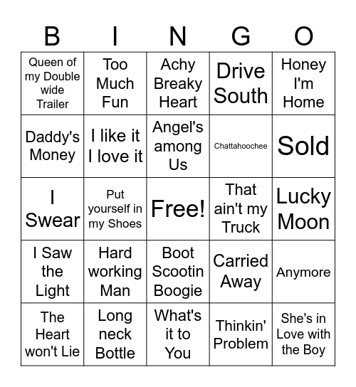 90's Country Game 3 Bingo Card