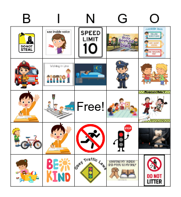 Authority Figures/Rules/Laws Bingo Card