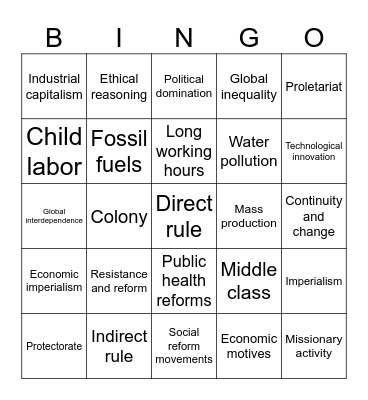 WH: Unit 3 Review Bingo Card