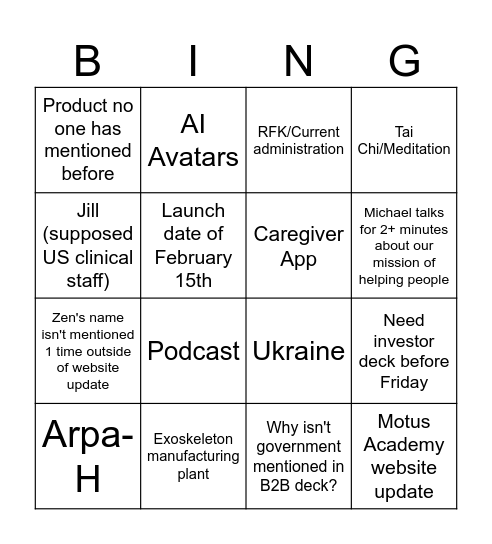 Prosperous Marketing Meeting Bingo Card