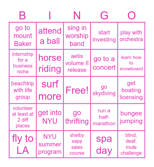 angie's 2026 bingo Card