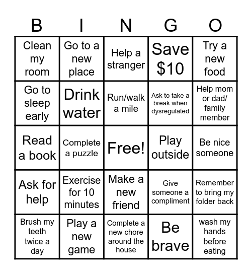 Skills Bingo: Complete one task a day. Receive prize once you have 5 in a row! Bingo Card
